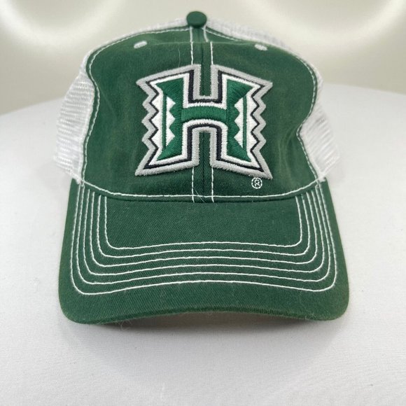 University of Hawaii Cap OSFM Aloha Green Cotton Mesh Trucker Strapback Casual - Picture 5 of 7